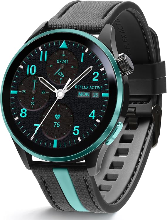 Reflex Active Series 54 AMOLED GPS Black and Green Smart Calling Watch