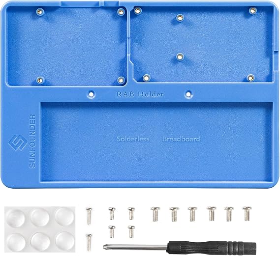 SunFounder RAB Holder for Raspberry Pi Breadboard Holder 5 in 1 Base Plate Compatible with Arduino Uno R4 Minima/WiFi/Uno/Mega, Raspberry Pi 5 4B 3B+ 3B 2 Model B and 400 800 Points Breadboard