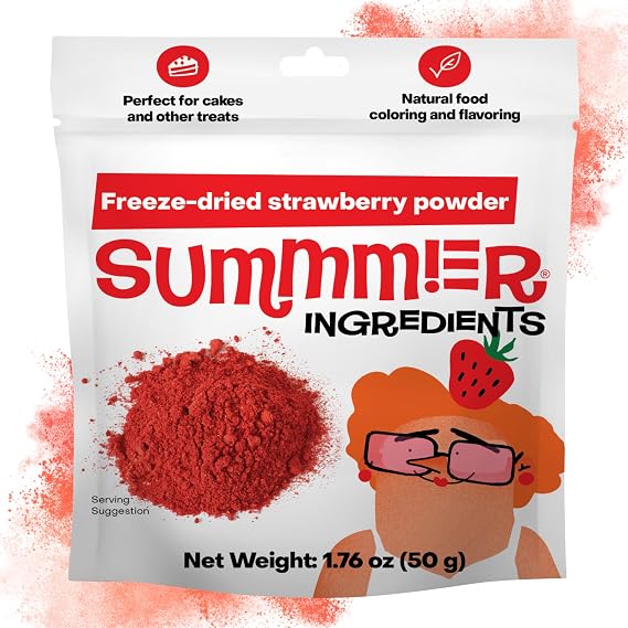 Summmer Freeze Dried Strawberry Powder (50g) No Added Sugar, Pure - 100% Natural Strawberries - For Baking, Flavoring, Coloring - No Sugar Added - Gluten Free - Non-GMO - Vegan Friendly
