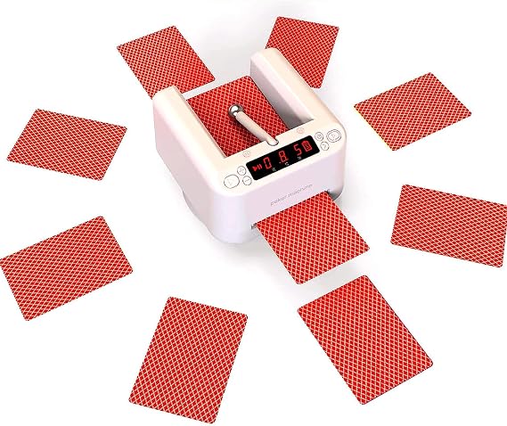 JOSBY Portable Fully Automatic Card Dealer Machine, 360° Rotating card Splitting, LED display operation, Electric USB Playing Card Shuffler for 2-8 people game