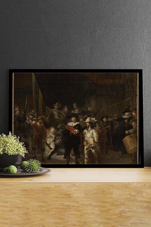 Postermanya (pster14824) The Night Watch- Rembrandt Sanatsal Çerçeveli Tablo 30 x 40