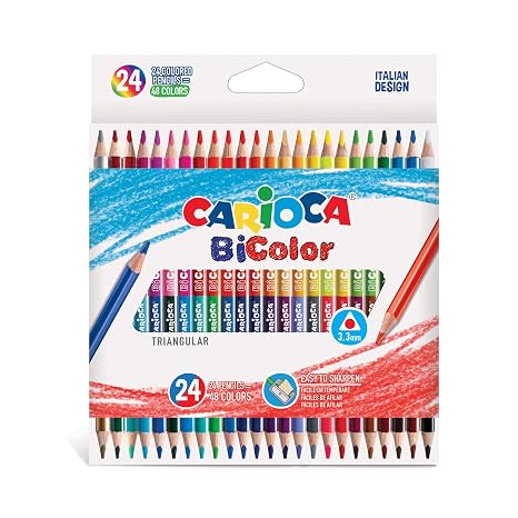Kredki olówkowe trójkatne Carioca BiColor 24/48 colour