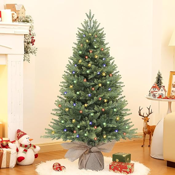 Alupssuc 4ft PE Pre-Lit Artificial Christmas Tree with Multi-Color lights