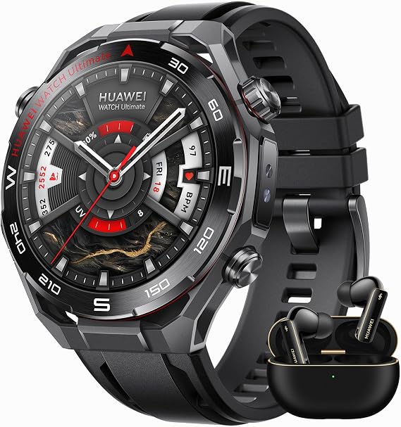 HUAWEI Ultimate 2 Black + FreeBuds Pro 4 Black, Zirconium-based Liquid Metal Case, 150-Meter Diving Watch, Sonar-based Underwater Communication, Accurate Health Monitor