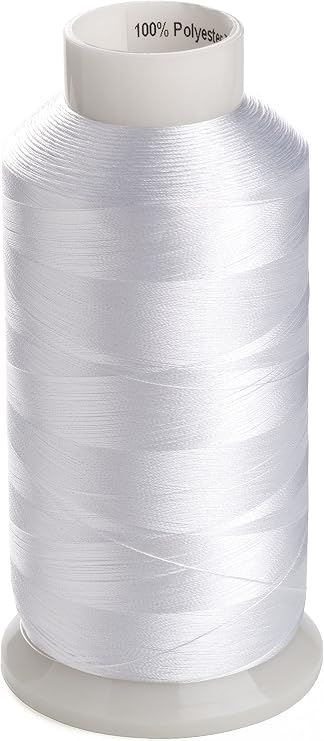Simthreads 60WT (75D/2) Polyester Embroidery Machine Thread White Color for Bobbins, 5000M/spool