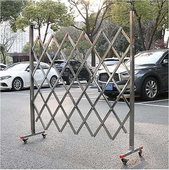 Expandable Security Barricade Gate, Folding Retractable Scissor Gate with Casters, Industrial Flex Fence Door for Schools and Events (120x250cm/47.2x98.4in)