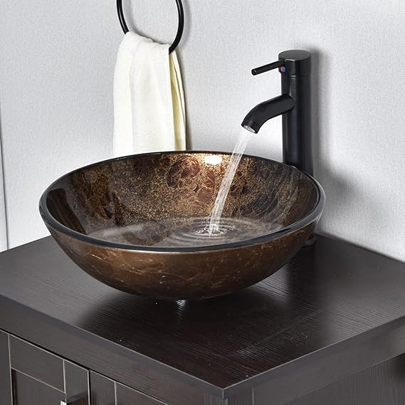 YU YUSING Countertop Bathroom Sink Basin Round Hand Washbowl