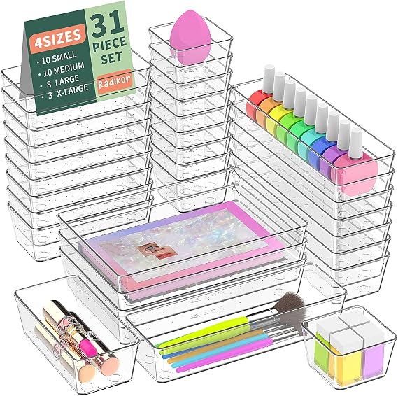 Radikor Drawer Organizers 31 Pieces, Organizer Boxes 4 Sizes