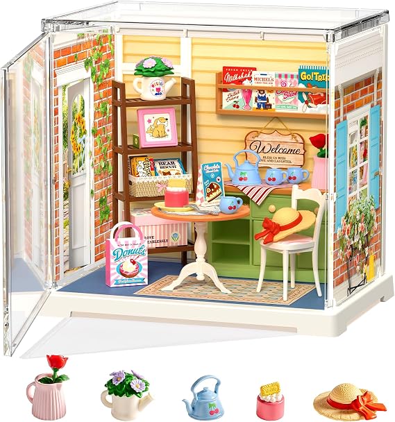Rolife Super Creator DIY Miniature House Kit Model Kits for Adults to Build Home Desk Bookshelf Decoration Craft Kits for Adults Gift Idea For Girls Boys Kids (Sunshine Sip Porch)