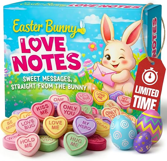 Easter Sweets Gift Box 100g - Love Hearts Mini Rolls Retro Candy for Kids