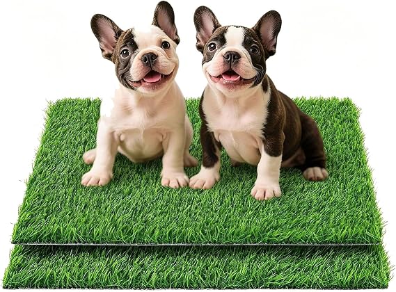 2pcs Artificial Grass, Professional Dog Grass Mat, Reusable Puppy Pee Pads for Dogs, Easy to Clean Fake Grass for Dog Indoor Outdoor Use (46 x 58.5cm)