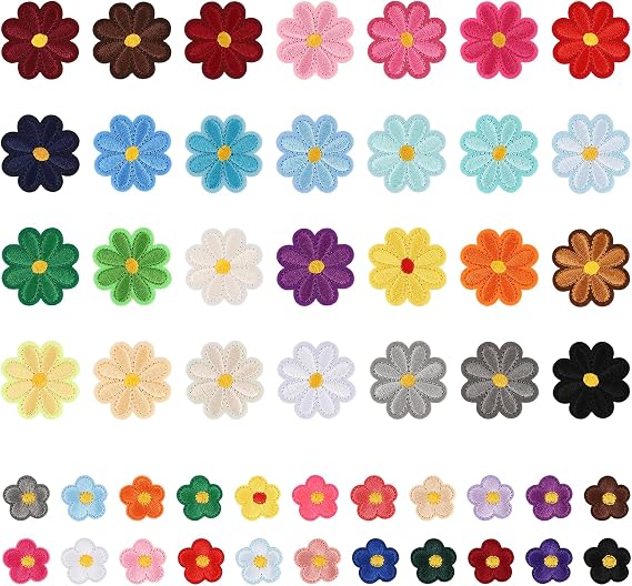 Pack of 50 Flower Patches Iron-On Daisy Sunflower