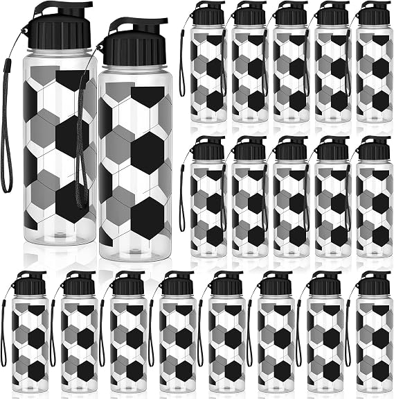 20 Pack 500ml Reusable Football Water Bottles with Leak-Proof Flip Tops