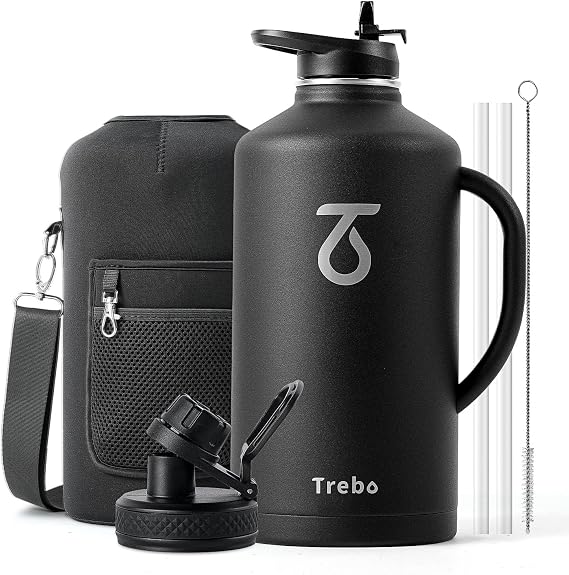 Trebo 3.8 L Water Bottle Insulated Stainless Steel with Side Handle & Pouch