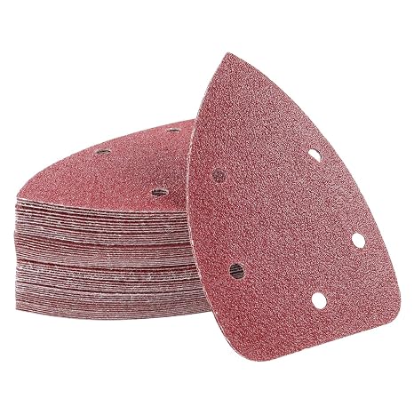 Sandpaper Triangular Sander, 50 Sheets Delta Sandpaper Velcro 140 x 90 mm Sanding Triangles Sanding Sheets 5 Holes, Grain 40/60/80/120/240 Each x10, for Delta Sanders and Multi Sanders
