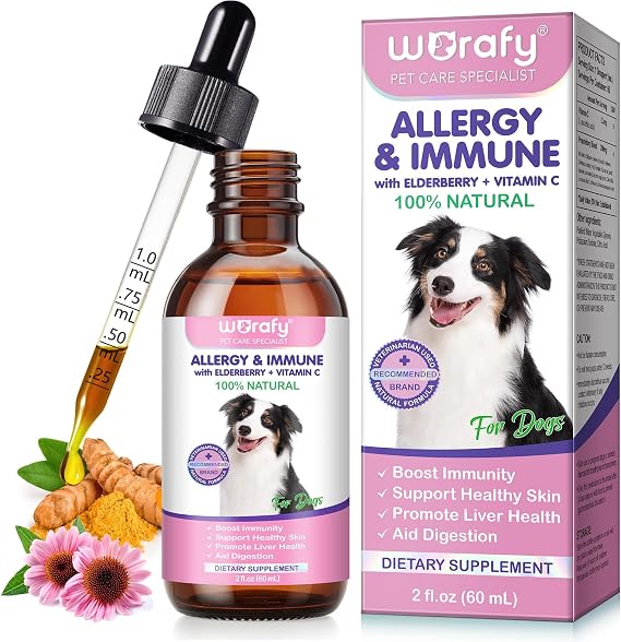Dog Allergy Relief (2 fl.oz), Allergy Relief Aid for Dogs, Immune Support Supplement, Dog Itchy Skin Relief, Itchy Skin Treatment for Allergies, Natural Pet Supplement