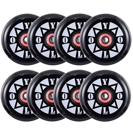 Rollerex YOLO Inline Skate Wheels (8-Pack with Bearings, Spacers and Washers) (80mm)
