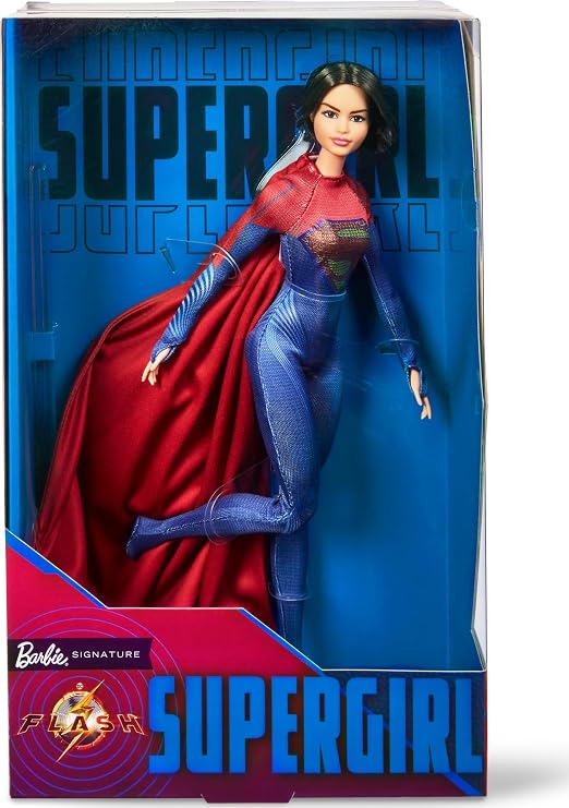 Barbie Supergirl Doll, Collectible DC Universe Figure, Inspired by The Flash Movie, Red and Blue Suit, Cape, Doll Stand Included, HKG13