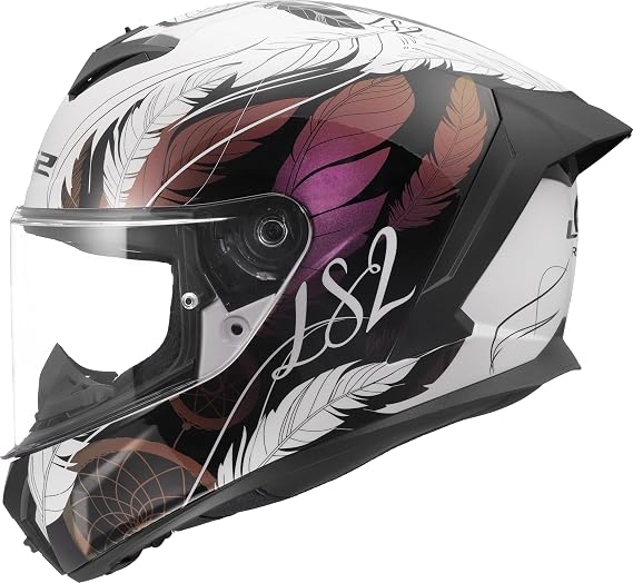LS2, RAPID III BOHO Full Face Motorcycle Helmet White Black Pink M