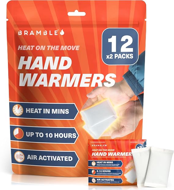 Bramble - Hand Warmers Disposable – Pocket Glove Warmers for Hiking, Outdoor Activities, Golf, Skiing, Football Spectating – 10 Hours of Heat