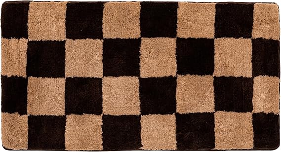 Damalı Halı 90 cm x 163 cm, Kabarık El Yapımı Tepeli Halı - Mutfak, Banyo, Oturma Odası, Dış Mekan ve Ev Dekoru için Kaymaz Alan Halısı ve Paspası - Dayanıklı