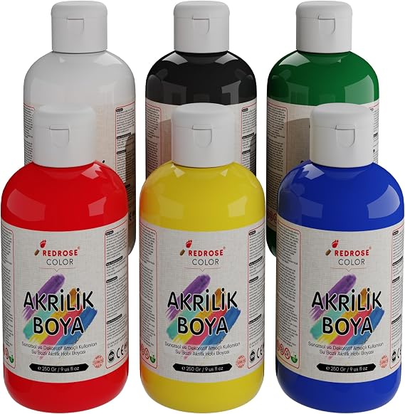 Ana Renkler Akrilik Boya 6'lı Set 6x250gr