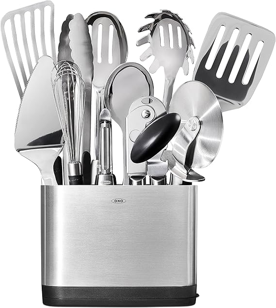 OXO 3126300 Steel 15 Piece Utensil Set, Stainless Steel