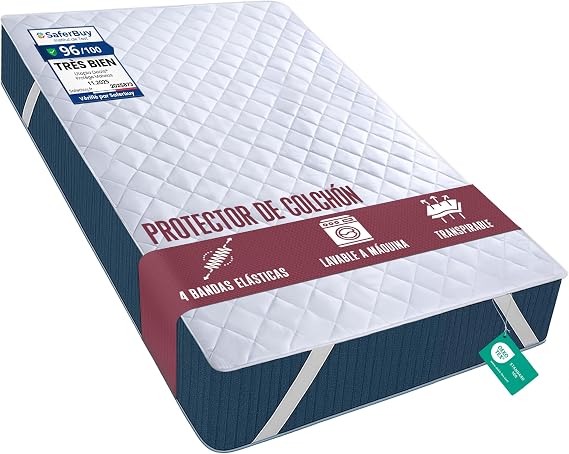 Mattress Protector 135 x 190 cm, Padded Elastic Bands, Mattress Cover