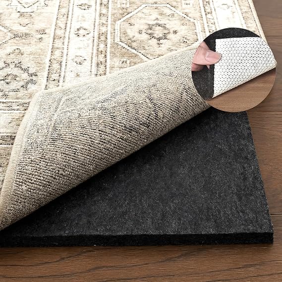 Deep Dream 1/4" Thick Felt and Natural Rubber Backing Rug Pad - Non Slip Carpet Gripper for 6 x 9 Ft Area Rugs - Protective Cushioned Pads for All Floors