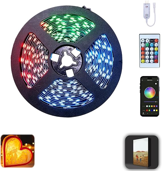 WS2812B RGB LED Strip Light-KA001 5M/16.4FT APP Remote Control for Bambu Lab X1/P1P/P2S/H2D 3D Printer Accessories MakerWorld Models Lamp 300 LEDs Ideal DIY 3D Print Valentine's Day Gift