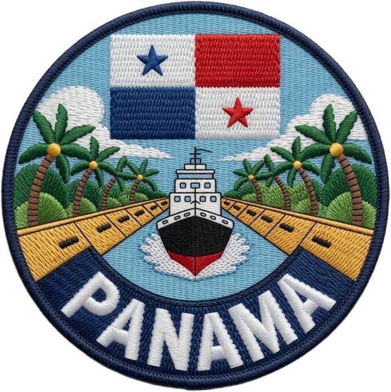 Panama Canal Flag Patch Embroidered Iron-on/Sew-on Badge (3.5 Inch) Travel Vacation Souvenir Tourist Emblem Backpack, Jacket, Gift Patches