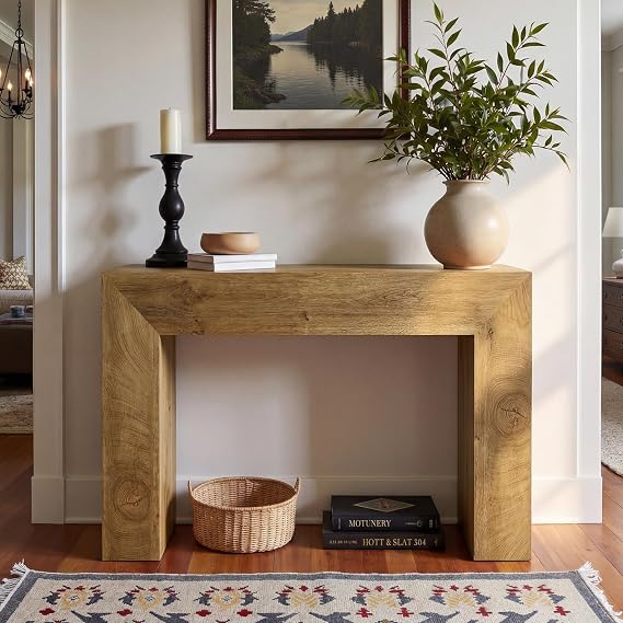 Tribesigns 110 cm Console Table, Wooden Rectangular Sofa Table Behind The Couch, Farmhouse Entryway Table for Entrance, Hallway, Living Room