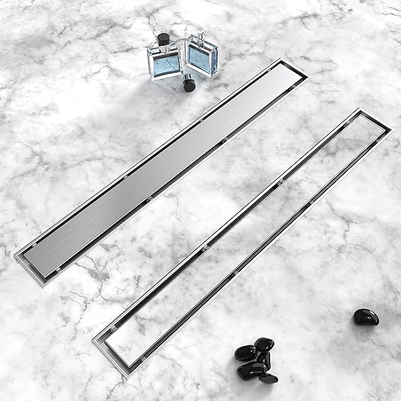 Shower Drain, 2 in 1 Linear Shower Drain 36 Inch (Brushed Nickel)