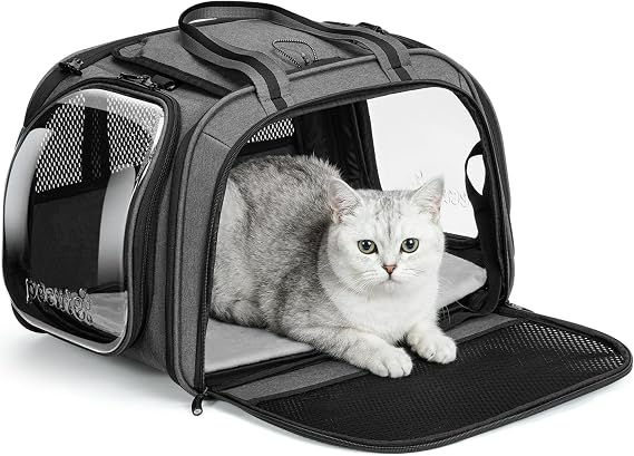 pecute Cat Carrier Stable, Large Space, Pet Carrier Bubble Window,Grey