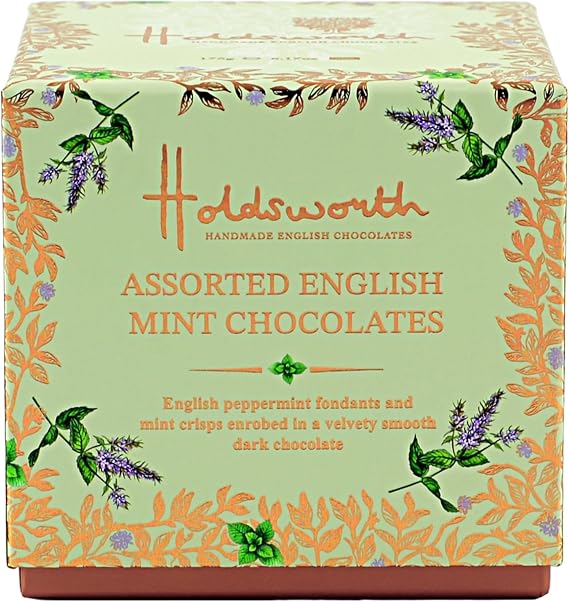 Holdsworth Chocolates - Assorted English Mint Chocolates - A collection of dark chocolate English peppermint fondants and crisps - 175g.