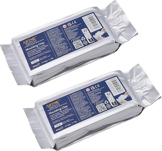 ARTME White Modelling Clay 1000g Air Dry Clay 2 x 500g Craft Pack Set