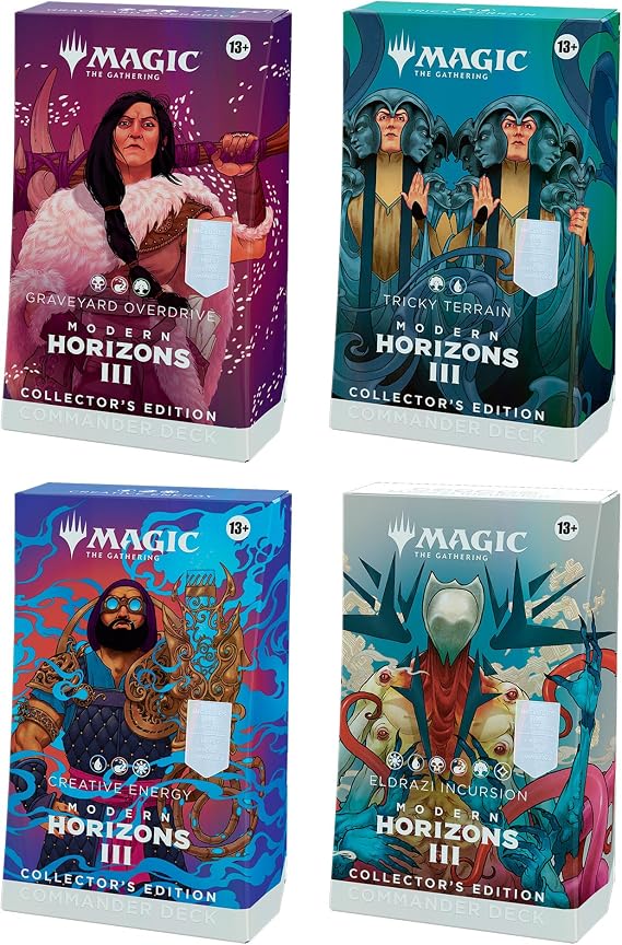 MAGIC THE GATHERING: MODERN Horizons 3: COLLECTORS COMMANDER DECK DISPLAY - INCLUDES: Graveyard Overdrive, Tricky Terrain, Creative Energy, and Eldrazi Incursion
