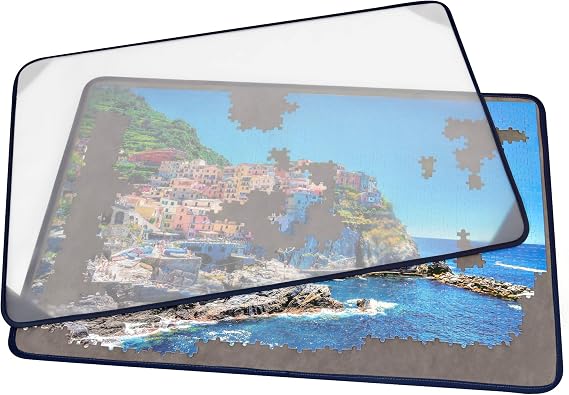 Tektalk Puzzle Board with Dustproof Cover for Storage Puzzle Saver, Non-Slip Surface (Gray, Up to 1000 Pieces)