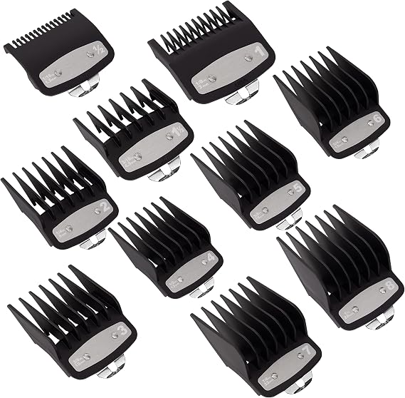 10 Pack Clipper Guards Cutting Guides for Wahl Clipper with Metal Clip