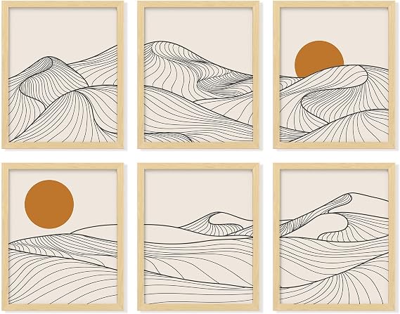97 Decor Japandi Home Decor - Minimalist Japanese Wall Art, Japan Di Style Decoration, Mountain Line Art Wall Deco Boho, Minimal Poster Japanese