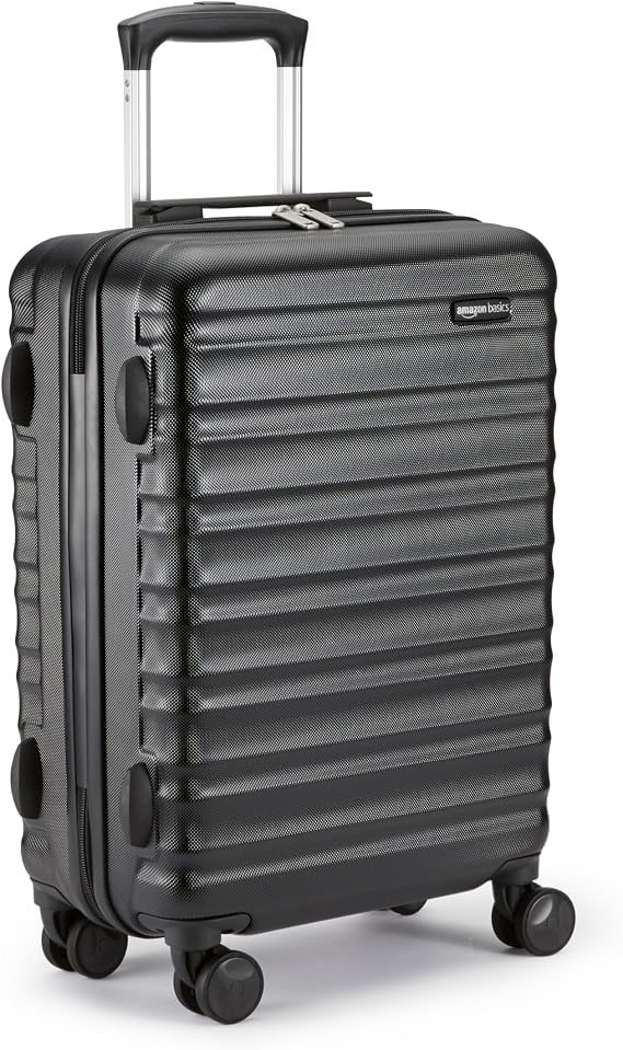 Amazon Basics Hard Shell Cabin Suitcase - ABS Hand Luggage Approved for Ryanair - Scratch Resistant and Lightweight Construction - 55 x 40 x 20cm - Black