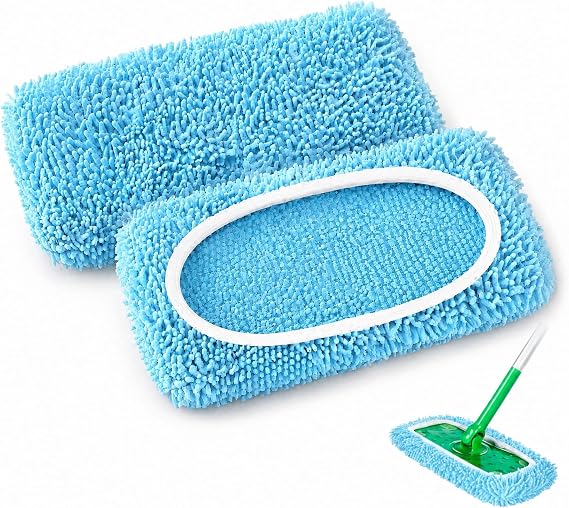 2 Pack Reusable Mop Pads Compatible with Flash Speed Mop, Premium Microfiber Mop Refill Pads for Wet & Dry Cleaning, Machine Washable Floor Mop Pads for Laminate, Tile, Hardwood & Vinyl Floors，blue