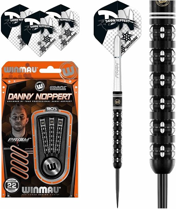 WINMAU Danny Noppert Freeze Edition Professional Soft Tip 90% Tungsten Darts Set with Flights and Stems (Shafts)