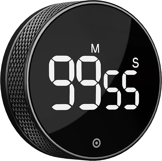 Kitchen Timer with LED Digital Display Smart Effeccana Home Classroom Gym Office Volume and Brightness Adjustable Productivity Timer by BlueSnail All Black