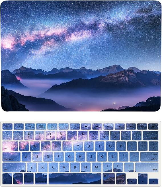 Laptop Cover Case Compatible with New MacBook Pro 15 inch with Touch Bar and Touch ID Model A1990 A1707 Released in 2019 2018 2017 2016, Protective Hard Shell Case & Keyboard Cover, Mountain Stars