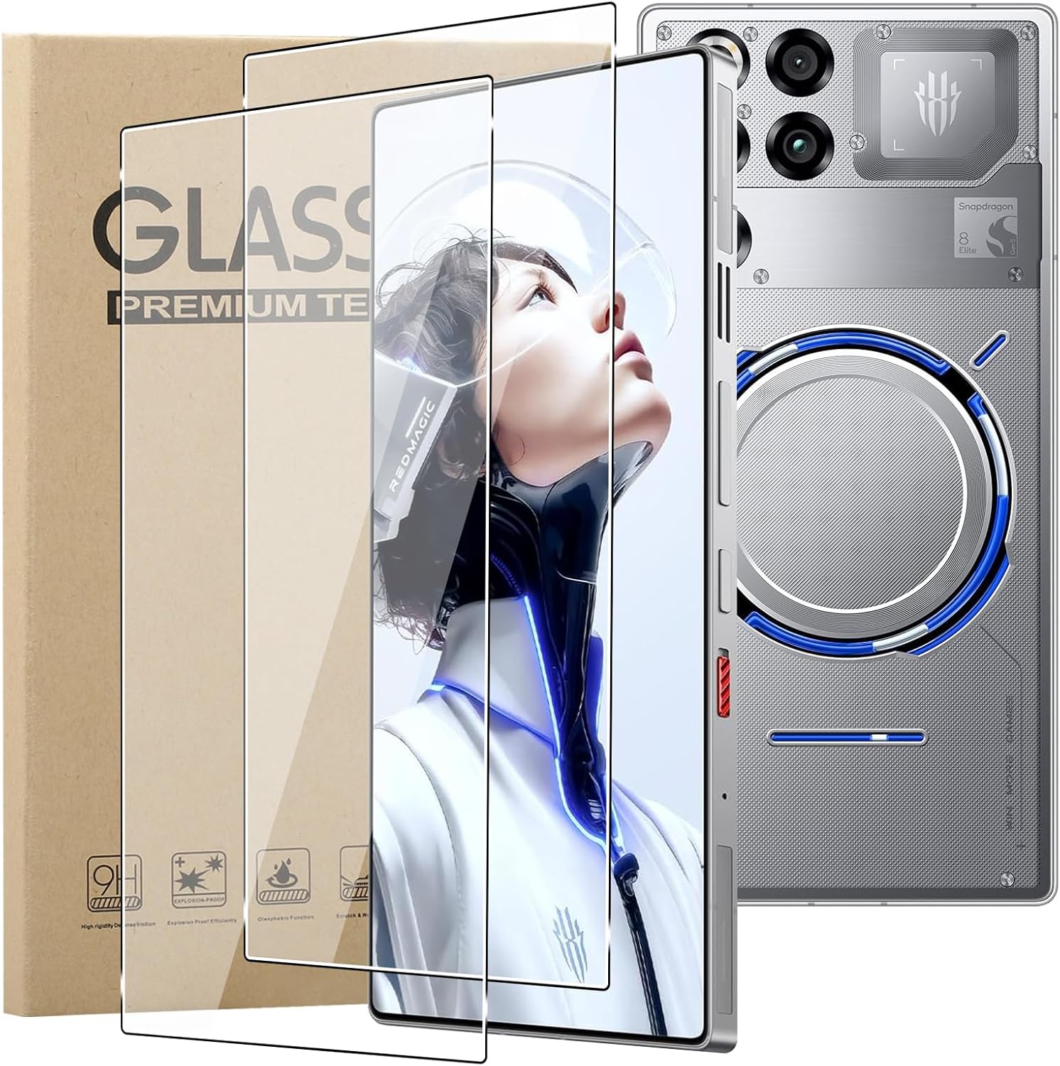 2 Pack Screen Protector for Redmagic 11 Air, Ultra Slim 9H Hardness HD Clear Oleo-phobic Coating Anti-Scratch Bubble Free Protective Tempered Glass Film for Redmagic 11 Air