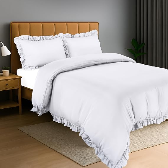 Utopia Bedding Ruffle Duvet Cover Set - Double (White)