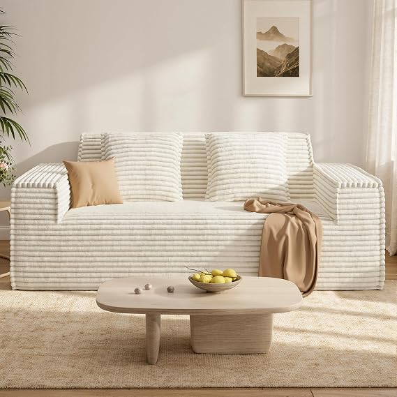Boneless Couch 190cm 2-3 Seater Beige