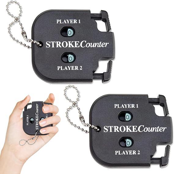 Qianeffort Golf Stroke Counter,2Pcs Golf Counter Black Golf Score Counter Golf Score Keeper with Dial Reset Tool Key Chain,Golf Shot Counter for Outdoor Sport Scoreboard Games Golf Accessories