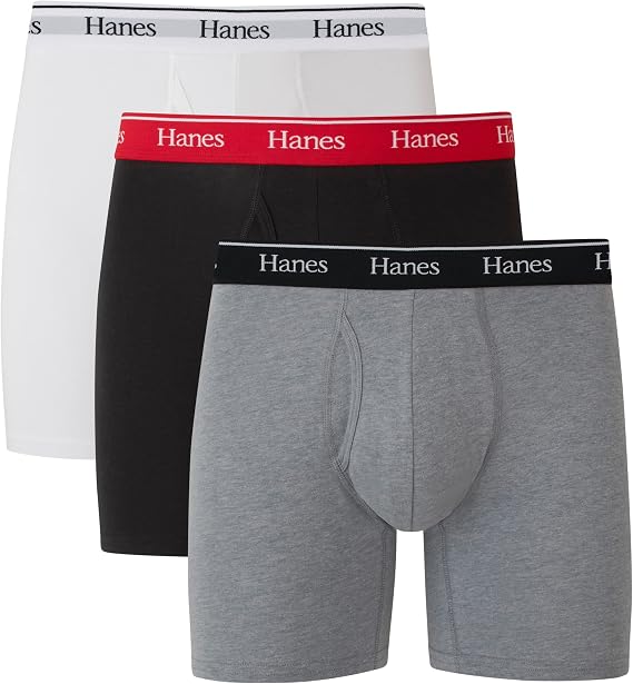 Hanes Men's Hanes Originals Men’s Boxer Briefs & Trunks, Stretch Cotton Moisture-wicking Underwear, Modern Fit Low Rise, Multipacks Boxer Briefs (pack of 3)